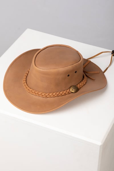 Aussie Style Leather Hat - Foston - Antique Tan