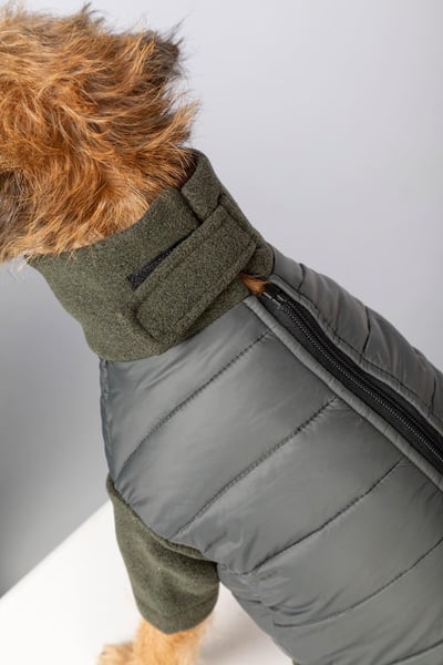 Hybrid Quilted Dog Jumper - Huggate - Marl Khaki