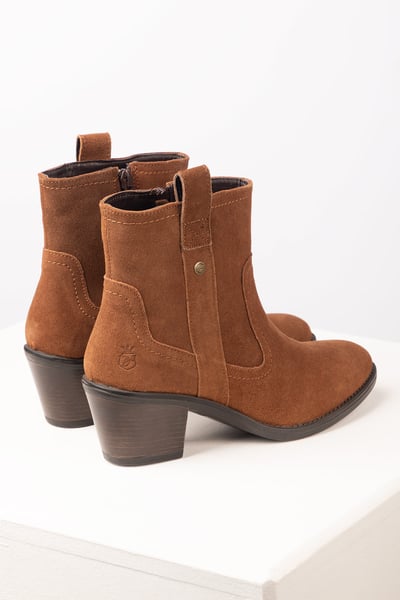 Ladies Western Ankle Suede Boots – Whenby - Tan