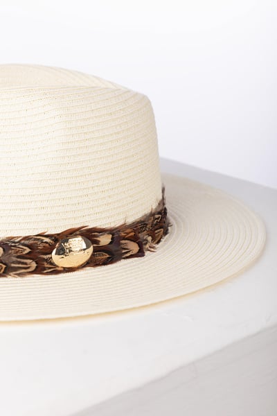 Ladies Feather Panama Summer Hat - Helmsley - Cream