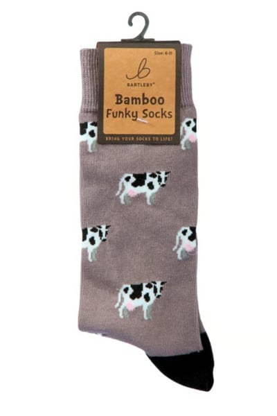 Calcetines funky de bambú para hombre - Vaca de pie