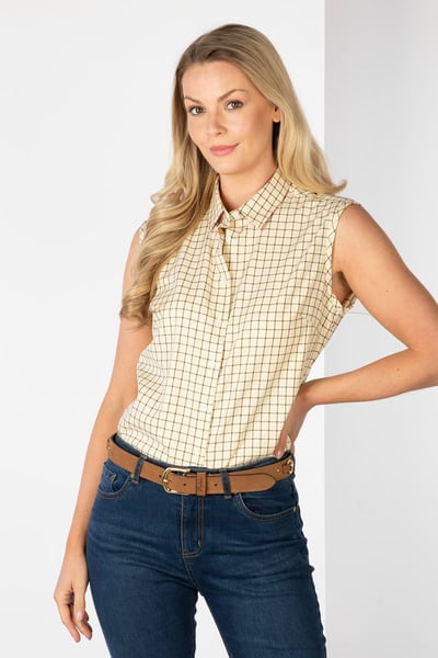 Ladies Hannah Sleeveless Country Shirt - Ellie II - Khaki
