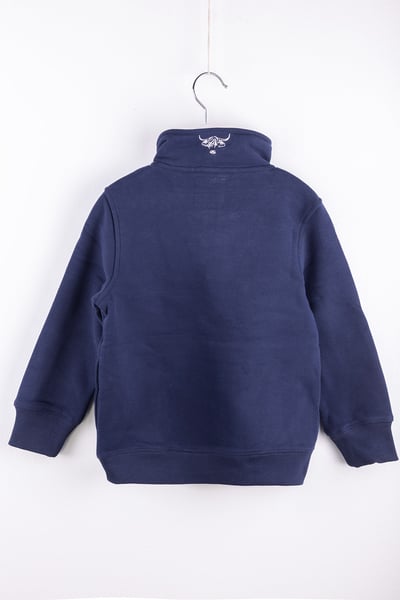 Mini Girls Quarter Zip Sweatshirt - Byland - Highland Cow Navy