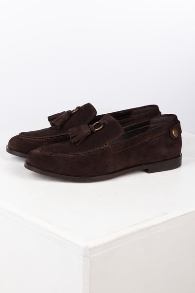 Ladies Suede Tassel Loafer - Beverley - Brown