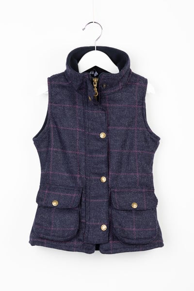 Toddler Fleece Lined Tweed Waistcoat – Wrelton - Navy Tweed