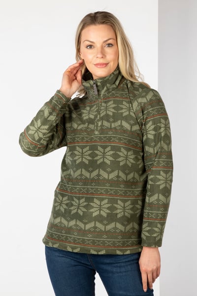 Ladies Overhead Fair Isle Fleece - Kelk - Olive