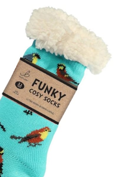 Funky Sherpa Socks - Garden Birds