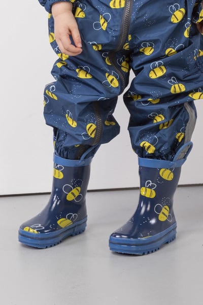 Junior Splish Splash Wellies - Bumble Bee Blue