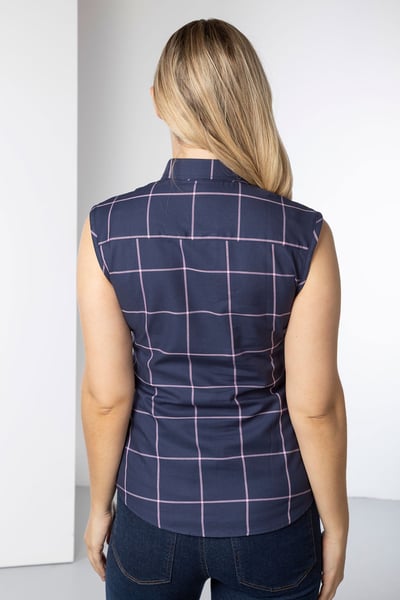 Ladies Hannah Sleeveless Country Shirt - Laura Tweed - Laura Navy