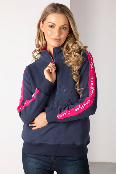 Sudadera de mujer con cabeza de caballo - Azul marino/Bombón