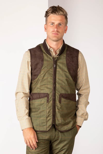 Men's Tweed Print Shooting Waistcoat - Danby - Heathland