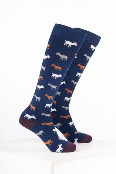 Women’s Animal Welly Socks - Goat Denim