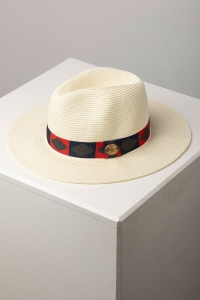 Men's Panama Hat - Malton - Navy/Red