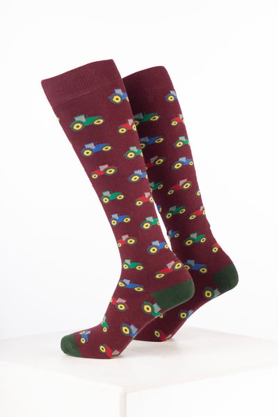 Men’s Farm Welly Socks - Tractor Wine