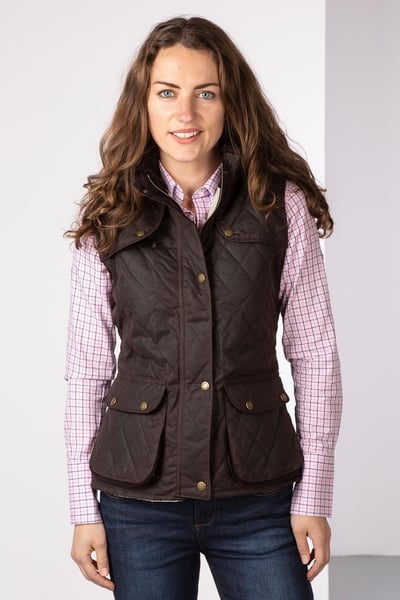 Ladies Diamond Quilted Wax Waistcoat II - Brown