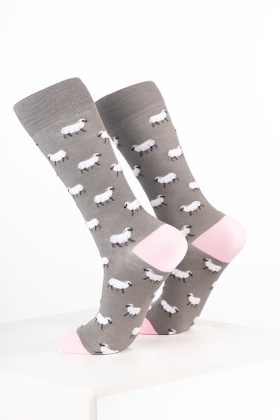 Damen-Knöchelsocken mit Tiermotiven - Schaf Grau