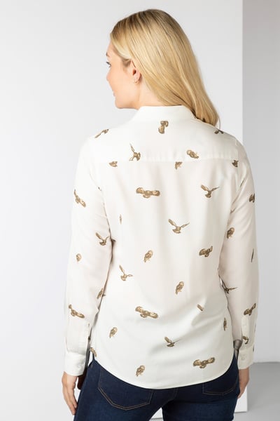 Chemisier boutonné pour femme - Wistow II - Impression de hibou