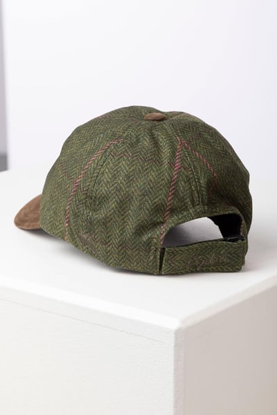 Ladies Tweed Print Baseball Cap with Nubuck Peak - Danby - Olive