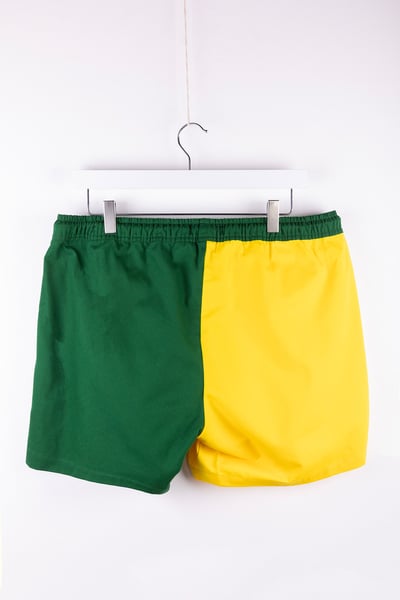 Men's Quartered Rugby Shorts - Ganton - Green/Yellow