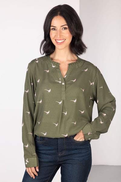 Chemisier flottant à manches longues pour femme - Wistow II - Faisan Marcheur Kaki
