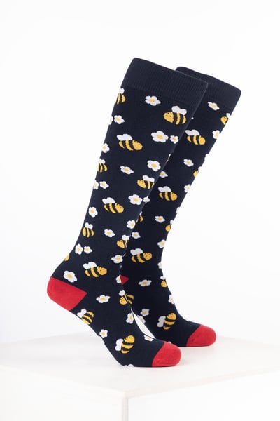 Women’s Animal Welly Socks - Bumble Bee Navy
