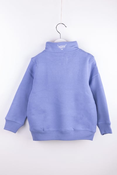 Mini Girls Quarter Zip Sweatshirt - Byland - Highland Cow Pale Blue