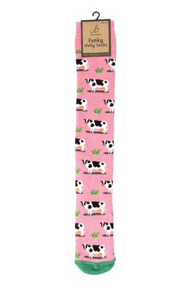Funky Wellie Socks - Grazing Cow