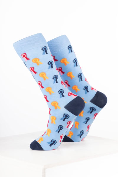 Women’s Bamboo Rich Horse Print Ankle Socks - Rosette Soft Blue