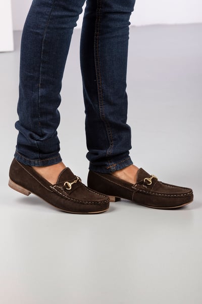 Ladies Suede Snaffle Loafers - Wrelton - Brown