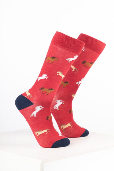 Damen-Knöchelsocken mit Pferdemotiv - Pony Erdbeere