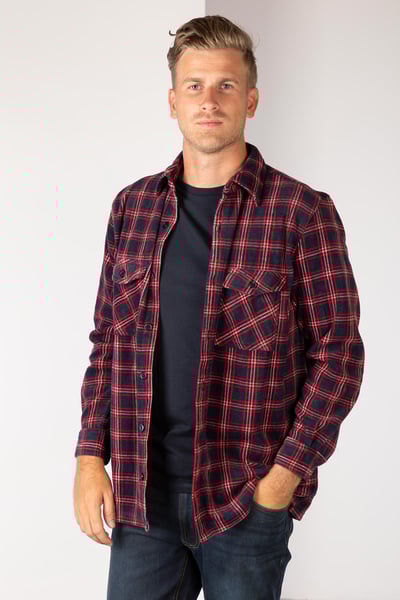 Men's Fleece Overshirt - Ulrome - Navy/Red