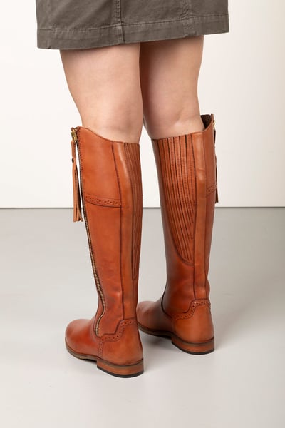 Ladies Tan Leather Riding Boots - Rievaulx - Tan
