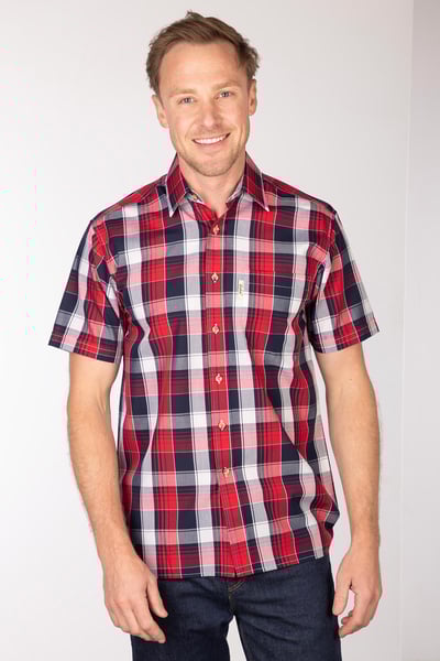 Men's Short Sleeved Check Shirt - Thirsk Red