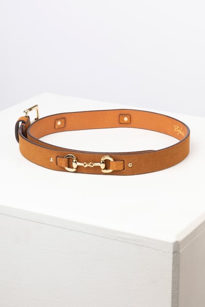 Ladies Suede Snaffle Belt - Lucinda - Dark Tan