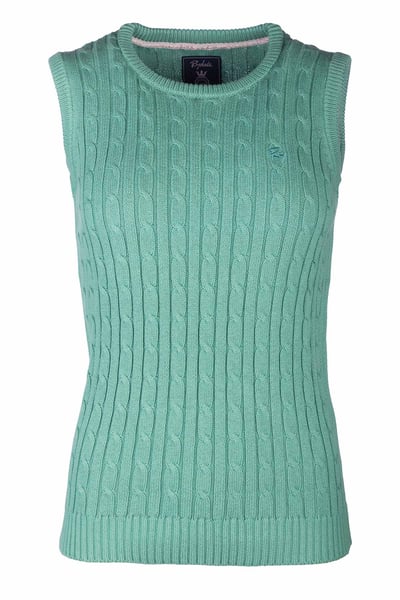 Ladies Crew Neck Cable Knit Vest - Emma - Thyme