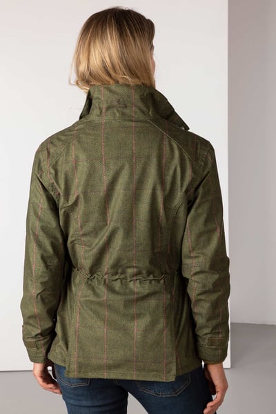 Ladies Tweed Print Shooting Jacket - Danby - Olive