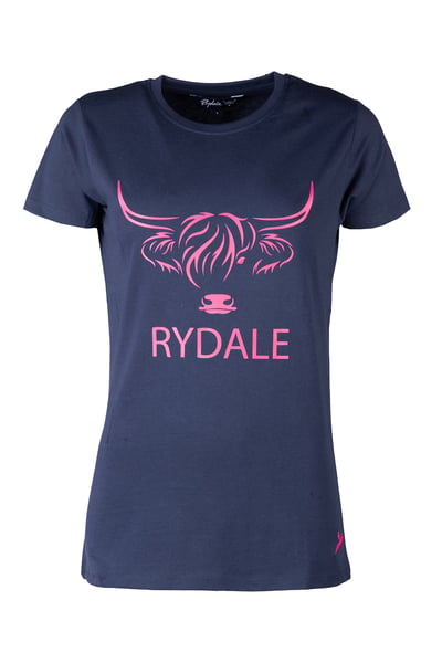 Ladies Highland Cow T-Shirt - Kirby - Navy