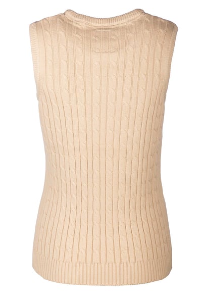 Ladies Crew Neck Cable Knit Vest - Emma - Beige