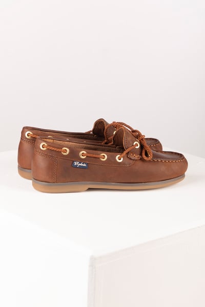 Ladies Leather Laced Deck Shoe – Saltwick - Antique Brown