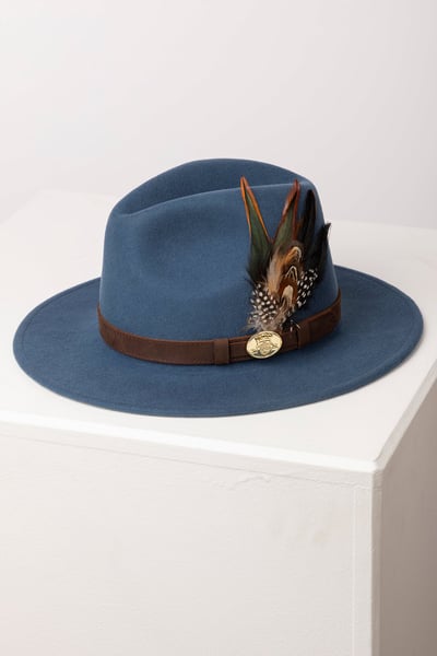 Sombrero de fieltro de lana para mujer - Danby - Azul marino medio
