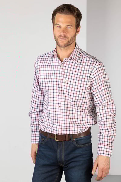 Chemises à carreaux country pour hommes - Hovingham - Blanc Hovingham