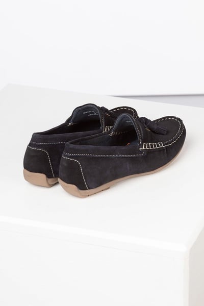 Ladies Suede Tassel Driving Loafers - Wrelton - Navy