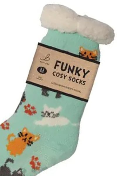 Funky Sherpa Socks - Crazy Cats