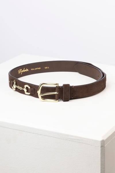 Ladies Suede Snaffle Belt - Lucinda - Dark Brown