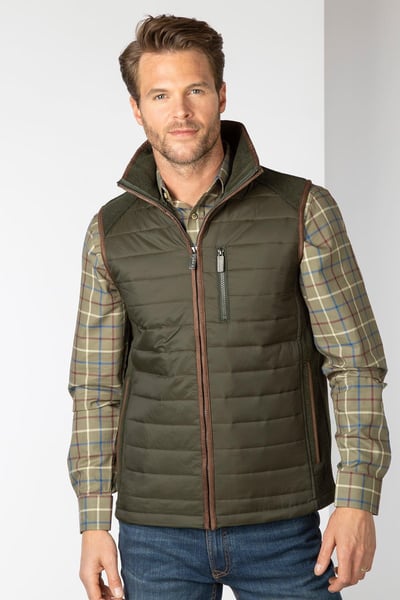 Men's Hybrid Fleece Gilet - Huggate - Marl Khaki