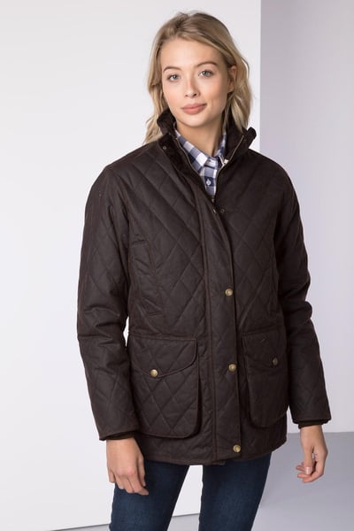 Ladies Diamond Quilted Wax Jacket - Wrelton - Brown