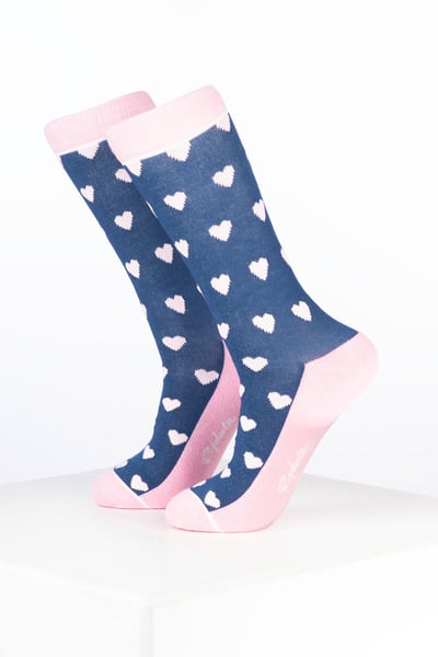 Calcetines tobilleros de bambú para mujer con diseño de corazón - Corazón Mezclilla