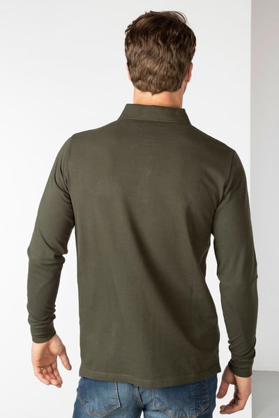 Fordon Langarm-Poloshirt für Herren - Olive