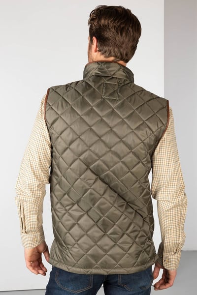 Men's Quilted Waistcoat - Harpham - Olive
