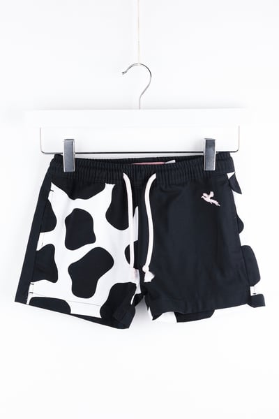 Girls Quartered Cotton Cow Shorts - Black/White